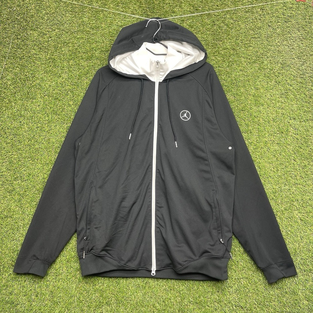 Nike Air Jordan Track Jacket Mens Large DriFit Black Hoodie Zip Up BQ8346-010